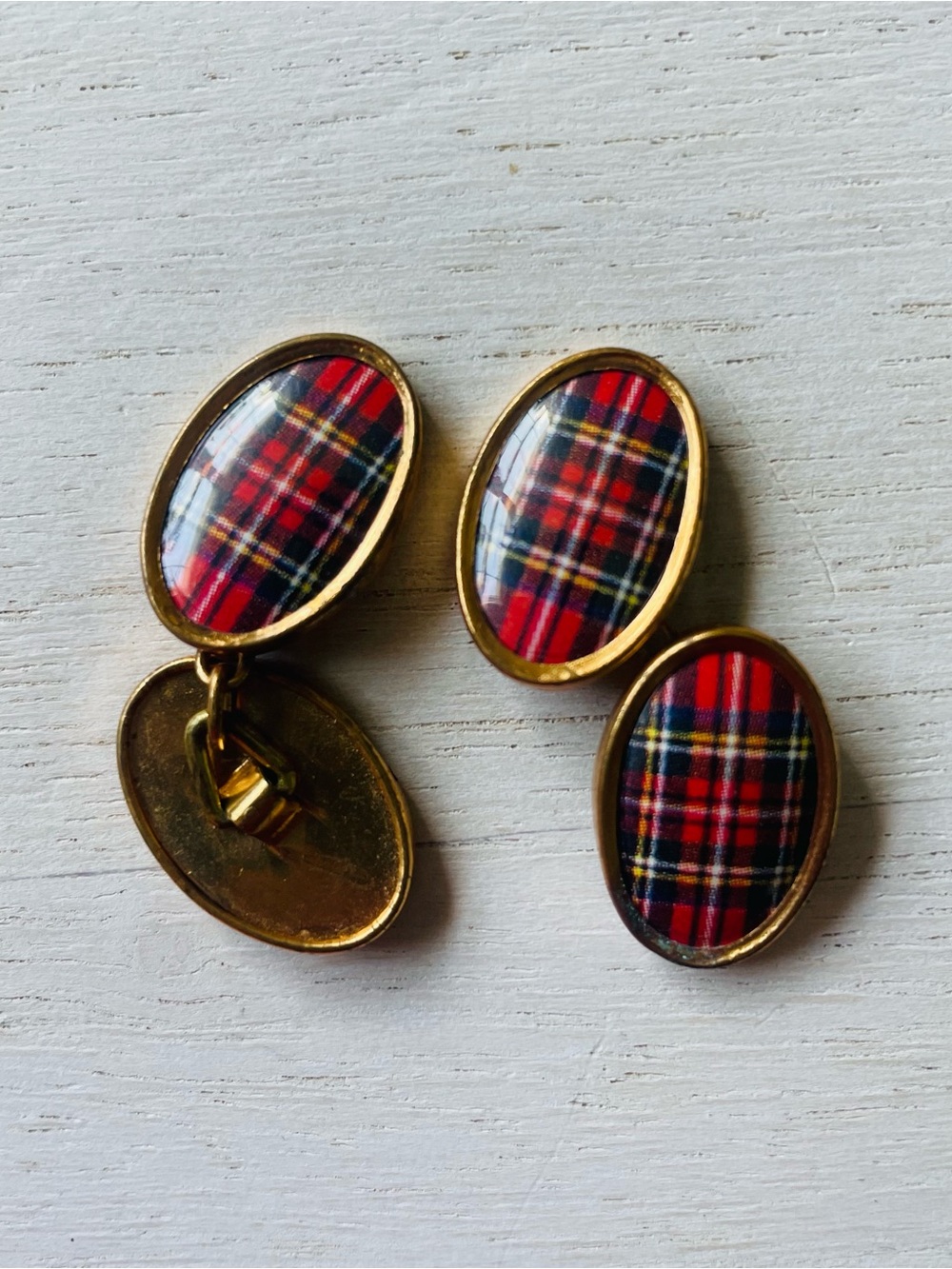 Vintage Scottish Tartan Link Cuff Links